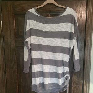 Express Gray and White Striped Top
